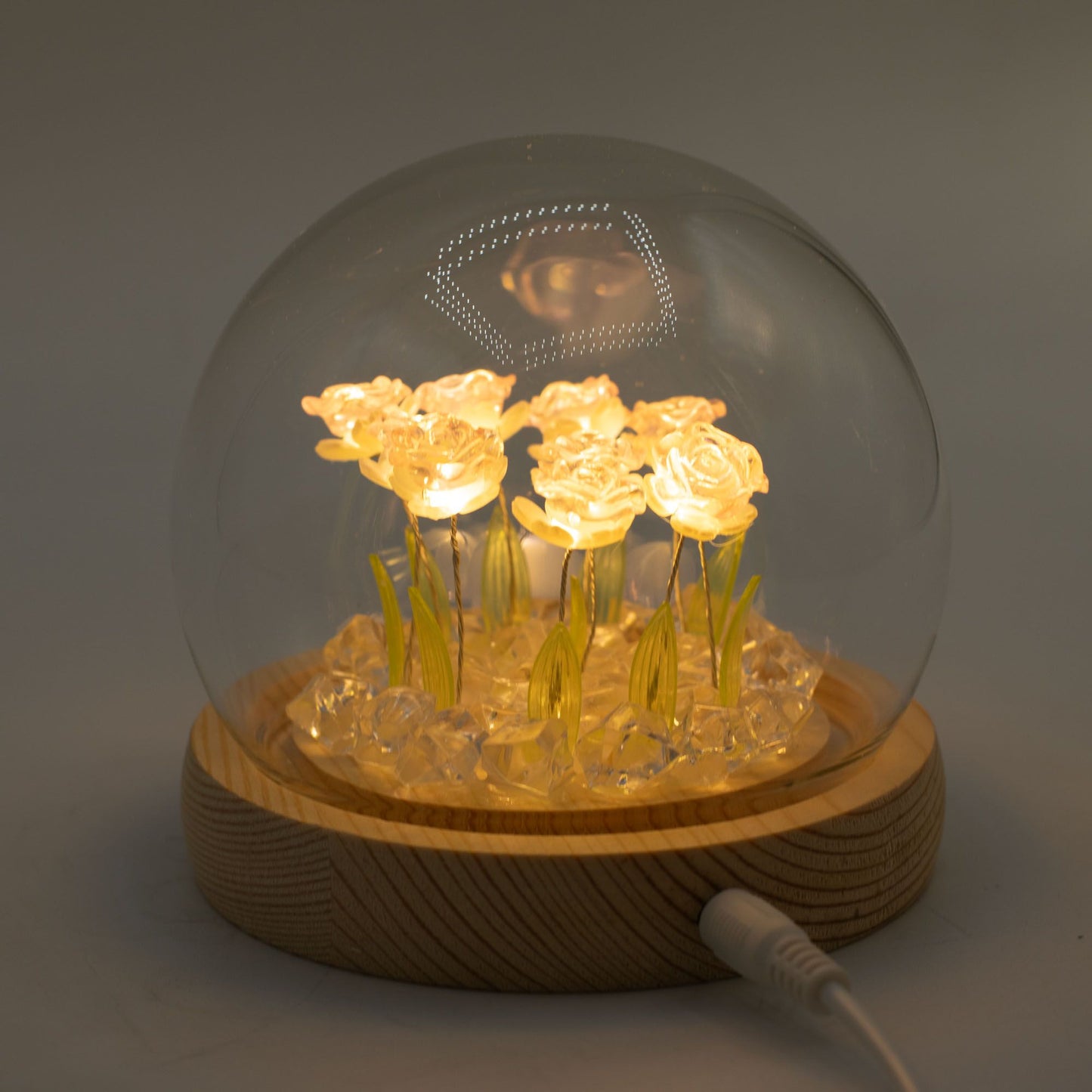 Floral Glow kerti kupola – 10 rózsaszín rózsa – LED USB