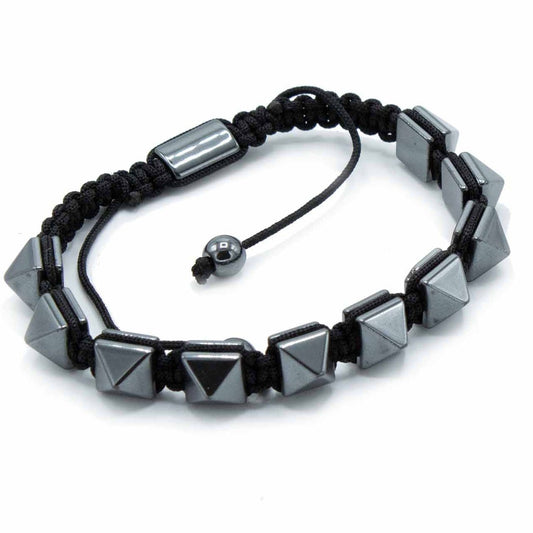 Mágneses Hematit Shamballa Karkötő – Tüskés Piramisok