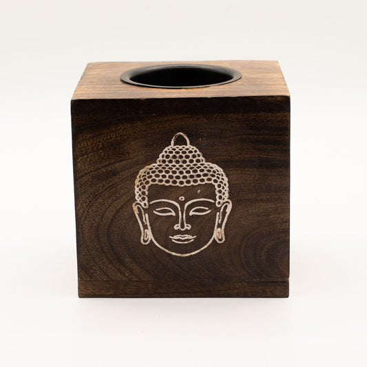 Nagy négyzet alakú mangófa olajmécses - Buddha arc