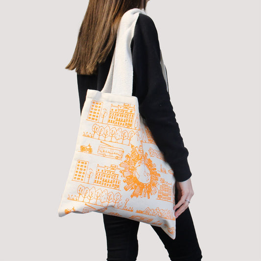 Nagy pamut bevásárlótáska - 38x42cm - Erdei élet - 10oz