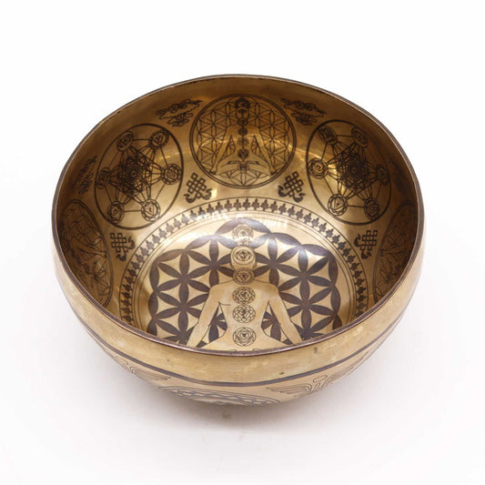 Tibeti gyógyító vésett tál – 16 cm – 7 csakra
