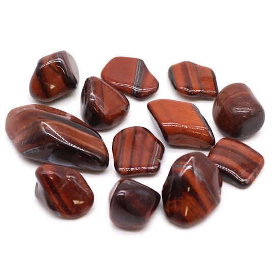 12 darabos afrikai tigrisszem drágakő tasak – vörös – 7-es méret – 26 mm (KG)