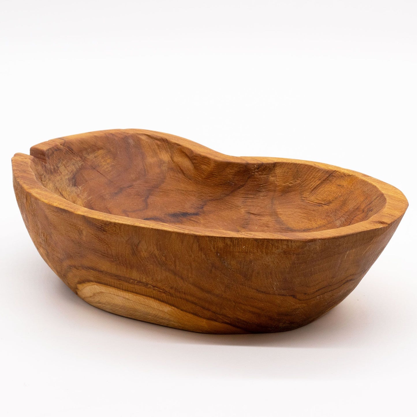 Natúr durva formájú tíkfa gyümölcstál – 31x22x8cm