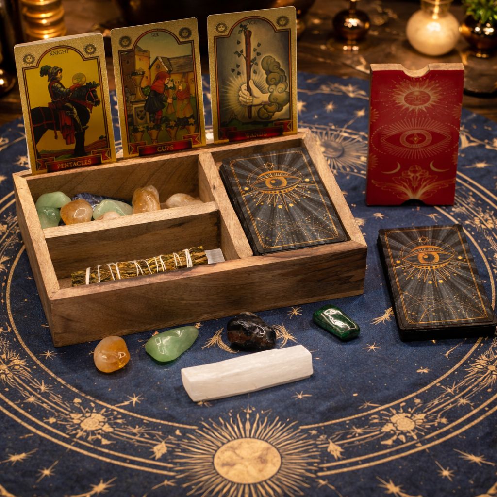 Háromrészes Tarot Doboz Kártyatartóval