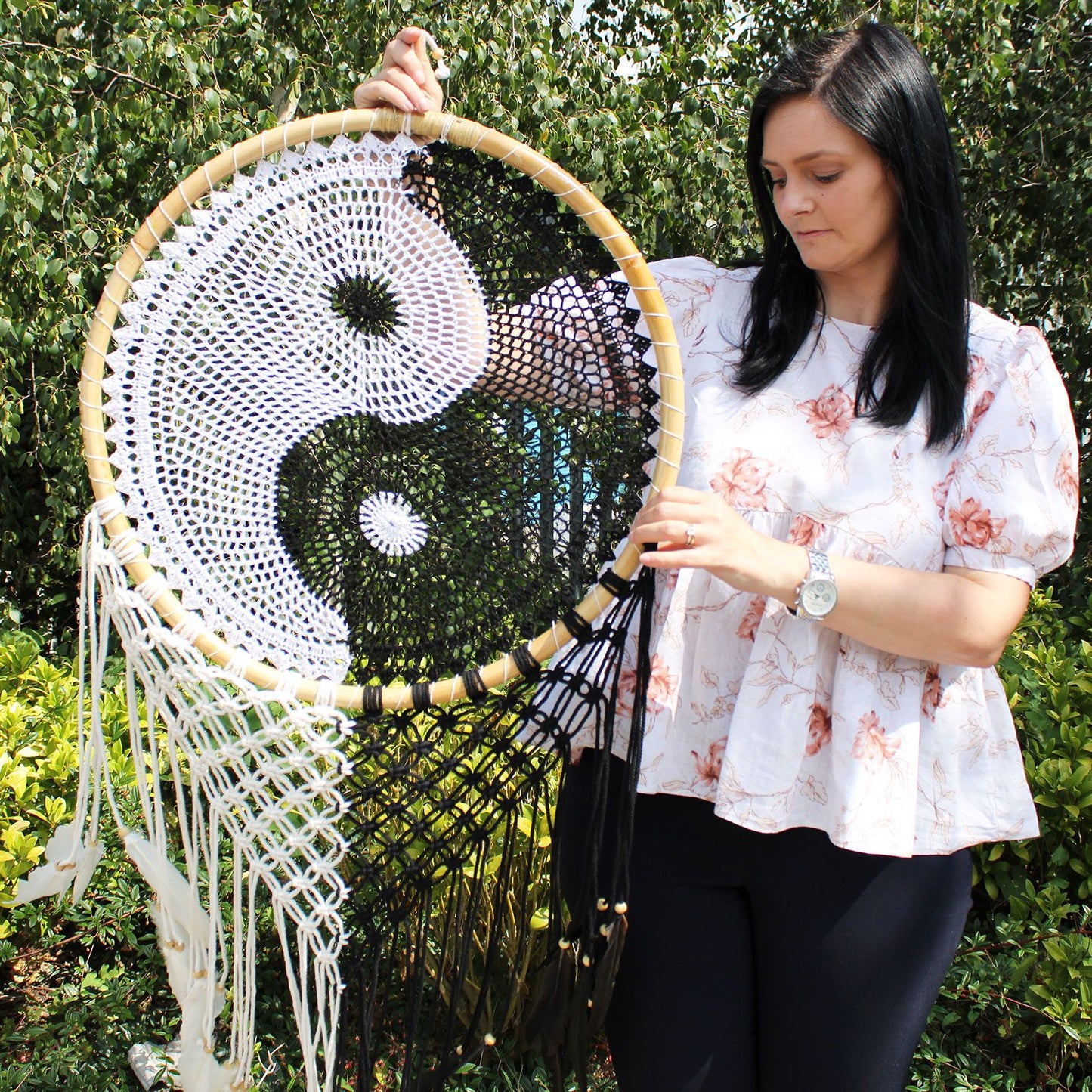 Bali álomfogók – Extra nagy Jing Jang Á: 50 cm