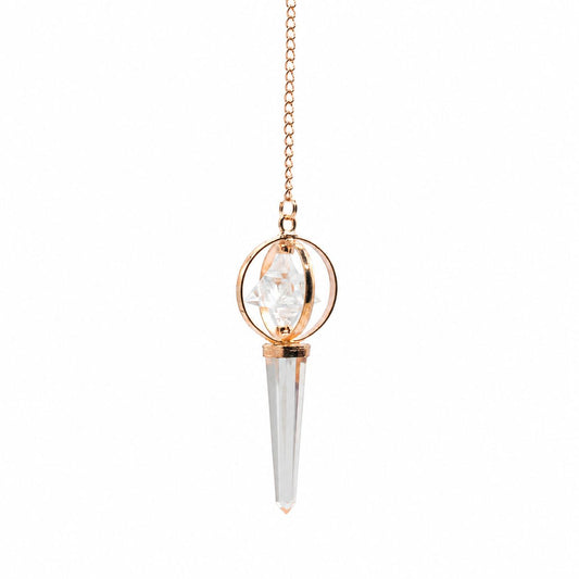 Stellar Gateway - Two Piece Spinning Merkaba Star in Copper Pendulum - Clear Quartz