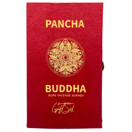 Kötélfüstölő és ezüstözött tartó szett – Pancha Buddha