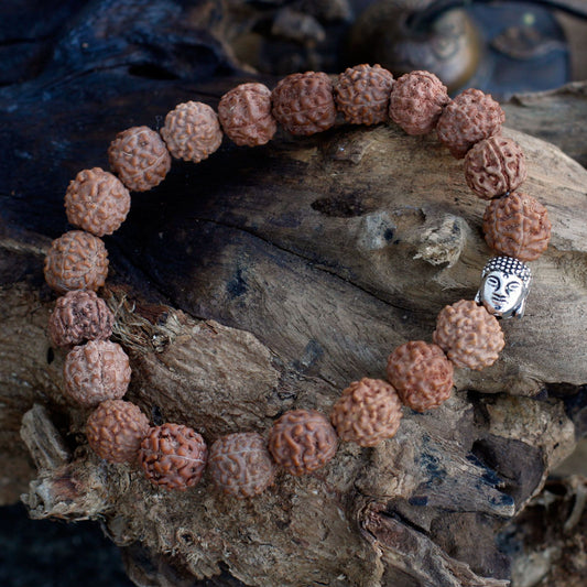 Rudraksha Buddha Karkötő Mala - Természetes
