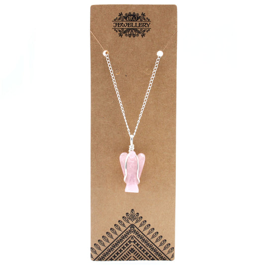 Gemstone őrangyal medál – rózsakvarc