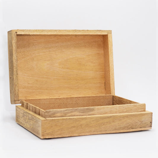 Nagy téglalap alakú doboz 21,5x14x6,3cm - Fekete Hamsa gravírozással