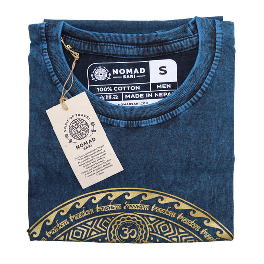 Nomad Sari Stonewashed pamut póló – Csakra – Kék – S méret
