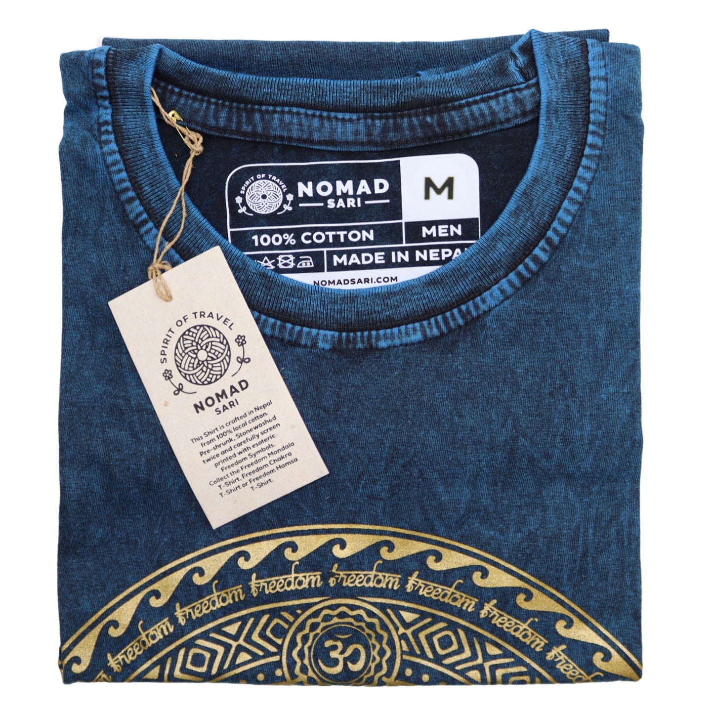 Nomad Sari Stonewashed pamut póló – Csakra – Kék – M-es