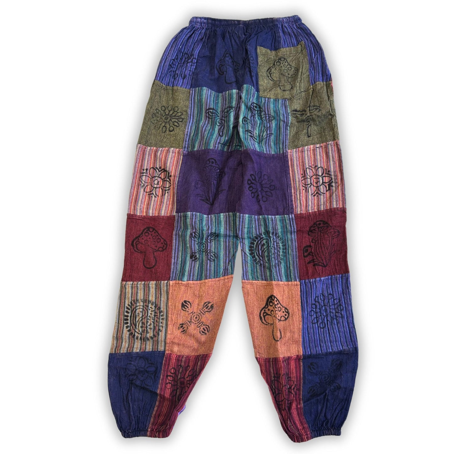Nomad Sari - Gombás Nadrág - Textilnyomat Minták - Lila Árnyalatok (110x120cm) L/XL