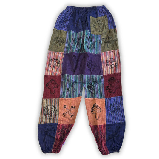 Nomad Sari - Gombás Nadrág - Textilnyomat Minták - Lila Árnyalatok (110x120cm) L/XL