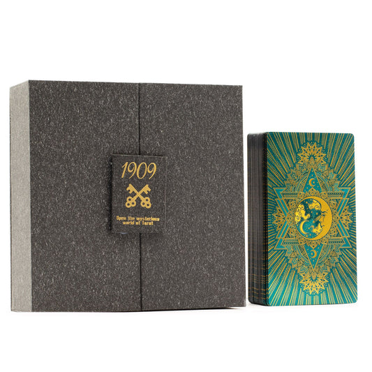 Arany és türkiz fóliás tarot kártya – Ajándékszett
