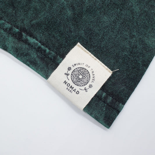 Nomad Sari Stonewashed pamut póló – Életfa – Zöld – L-es