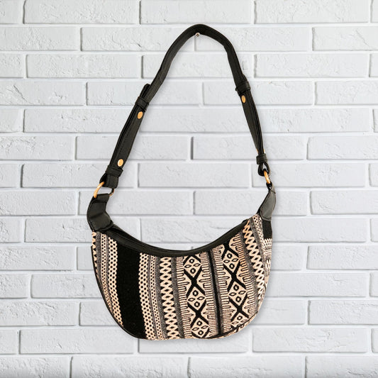 Jacquard Hobo táska - Szürke Metro (fekete pánt)