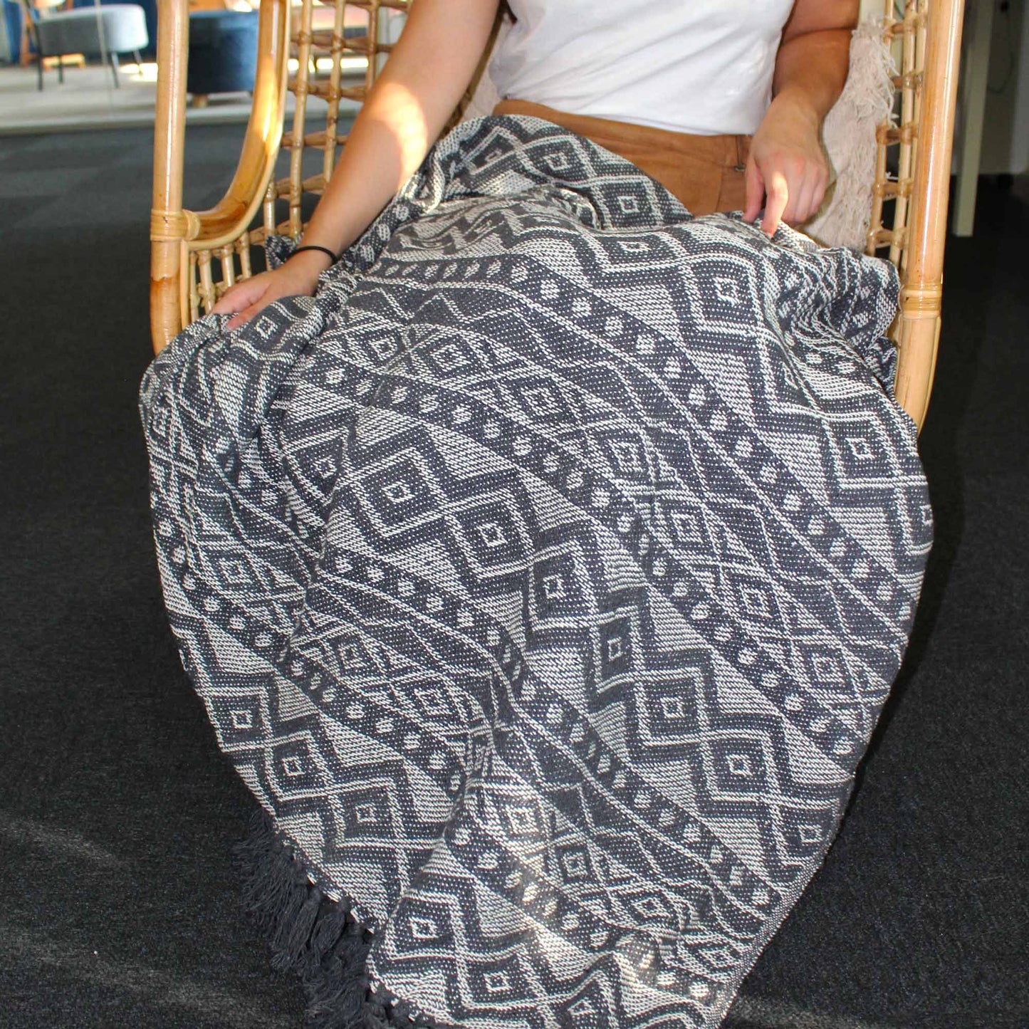 Boho Komfort Plédek - Szürke Geometrikus