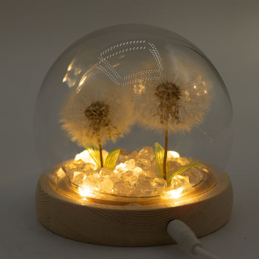 Floral Glow kerti kupola - 2 pitypang - LED USB