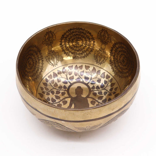 Tibeti gyógyító vésett tál – 16cm – Bódhi fa Buddha