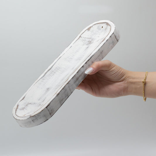 Nagy tömjéntálca 30x10 cm - Klasszikus fehérre meszelt