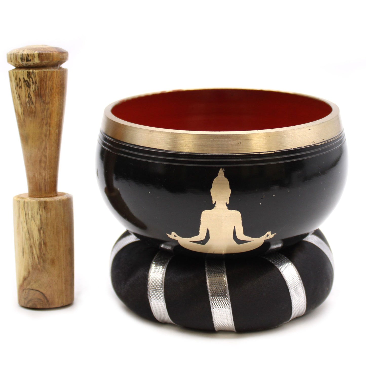 Buddha éneklő tál készlet – fekete/narancs, 10,7 cm
