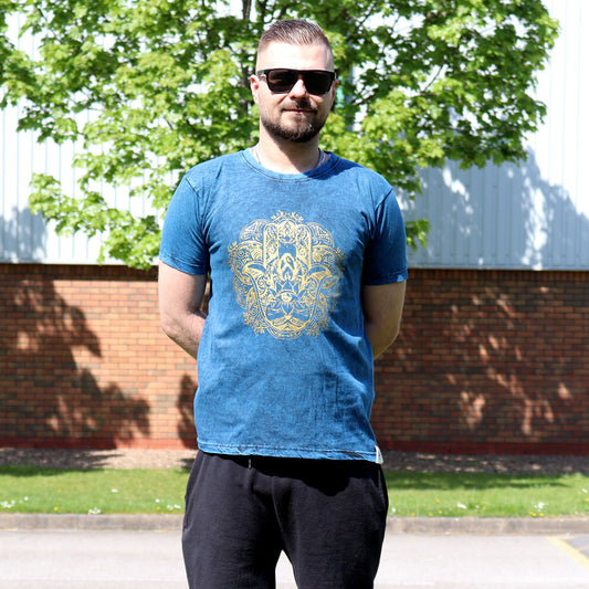 Nomad Sari Mosott Pamut Póló – Hamsa – Kék – S