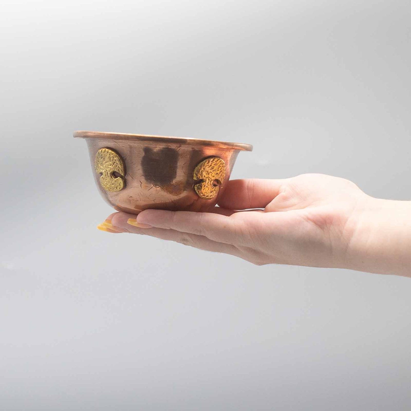 Réz rituális tál életfával 12x5cm