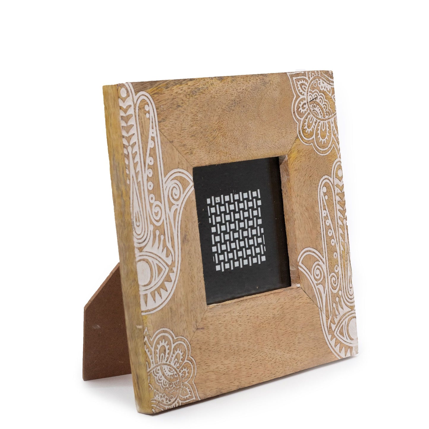 Kis mangófa képkeret (10x10 cm-es képhez) 20x20x2 cm - Hamsa - Fehér