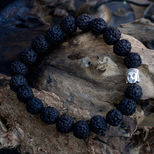 Rudraksha Buddha karkötő Mala - Sötét