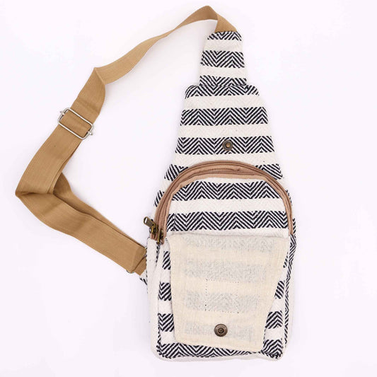 Body Cross Bag Természetes Pamut - Fekete & Fehér