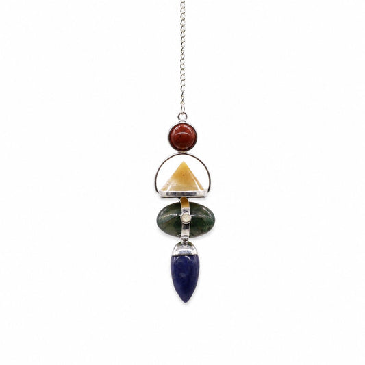 Four Elements Gemstone Pendulum - Red Jasper, Yellow Aventurine, Moss Agate, Sodalite & Moonstone