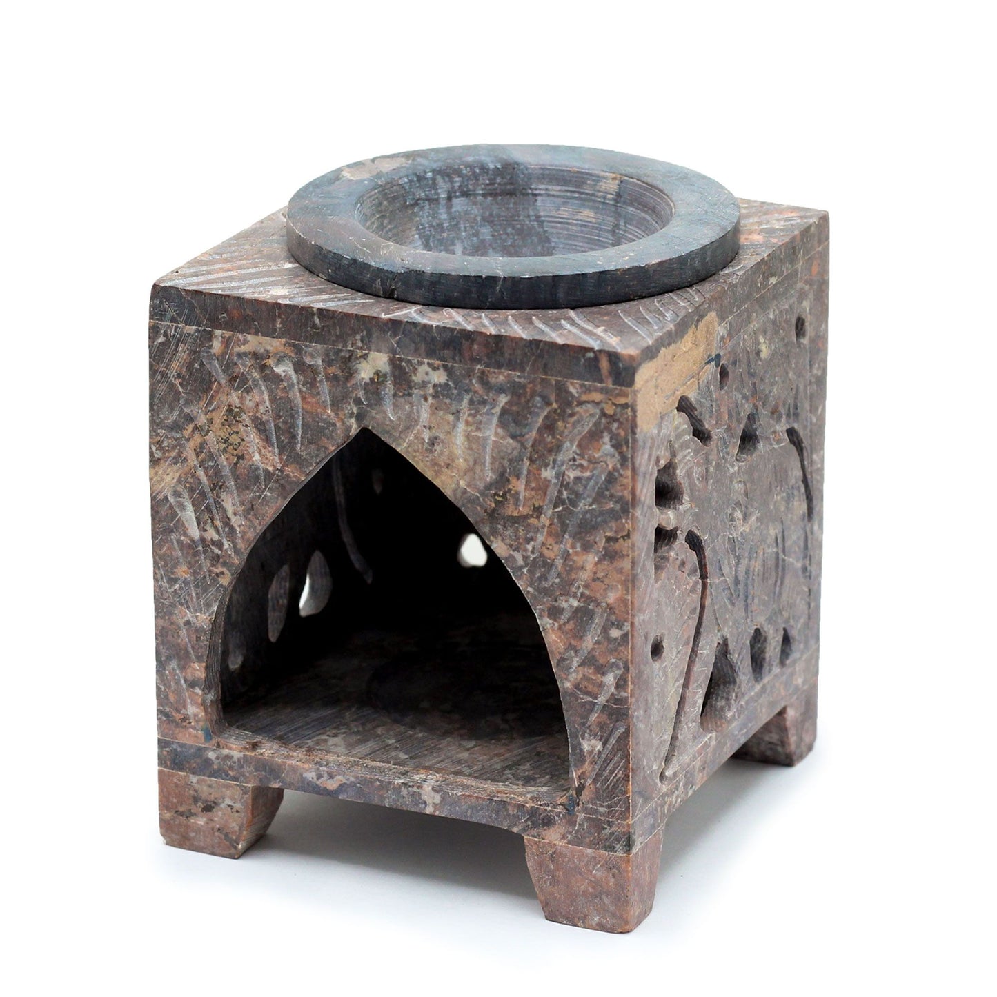 Szögletes szappankő illóolaj párologtató 10x7.5cm - Elefánt