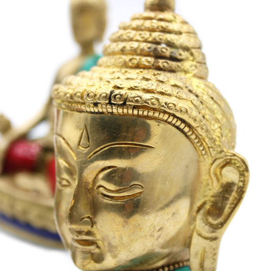 Sárgaréz Buddha figura - Nagy fej - 11,5 cm