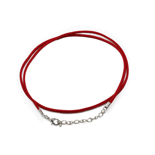 Művelúr nyaklánpzsinór csomagok - 2.5mm x 55cm - piros A056