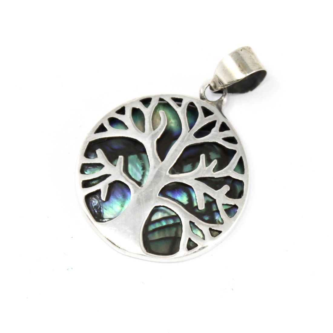 Életfa ezüst medál 22mm – Abalone kagyló