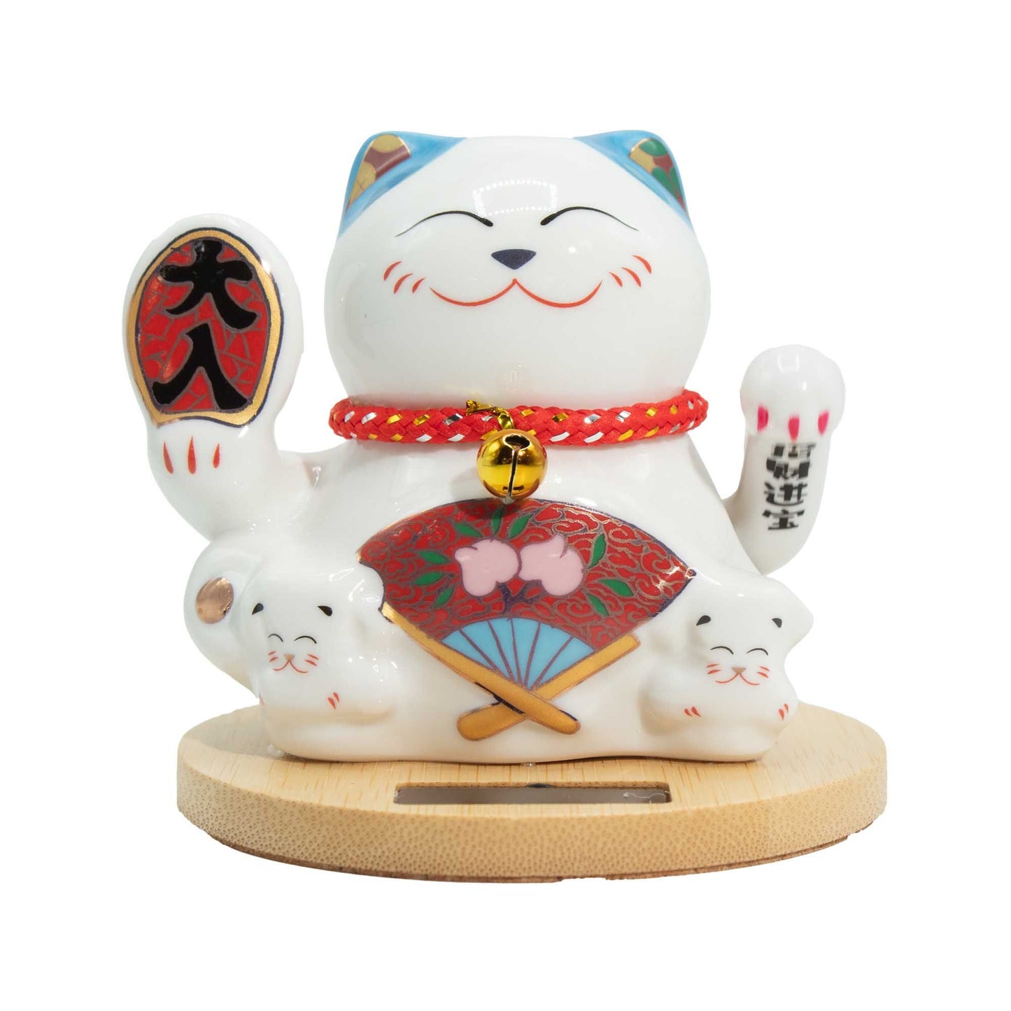 Solar Money Cat fa talpon - kék mozgó kézzel