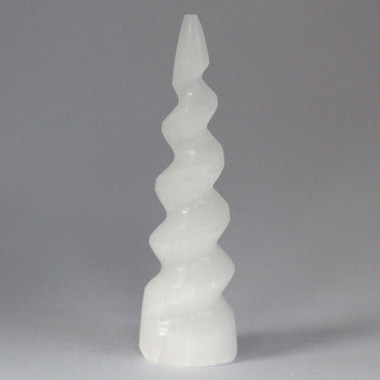 Szelenit spirál unikornis szarv torony - 15 cm