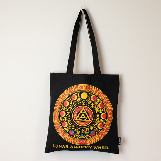 Ikonikus klasszikus bevásárlótáska – Luna Alchemy Wheel – Fekete 6 oz