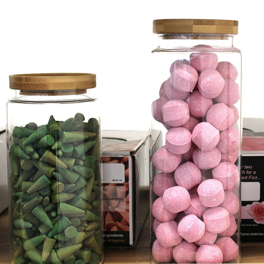 Kecses Bambusz Üveg Tartály - 15cm