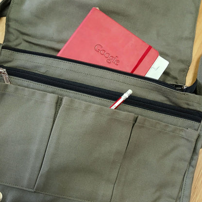 Vászon Laptop Táska – Olivazöld