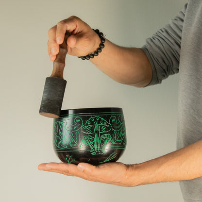 Boszorkányüst Éneklő Tál - Varázsgomba - Zöld (15cm)