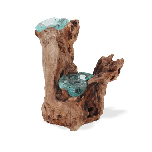 Molton Glass gyertyatartó dupla, fából