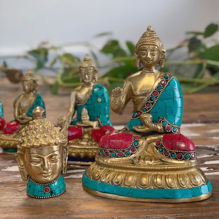 Sárgaréz Buddha figura - Nagy fej - 11,5 cm