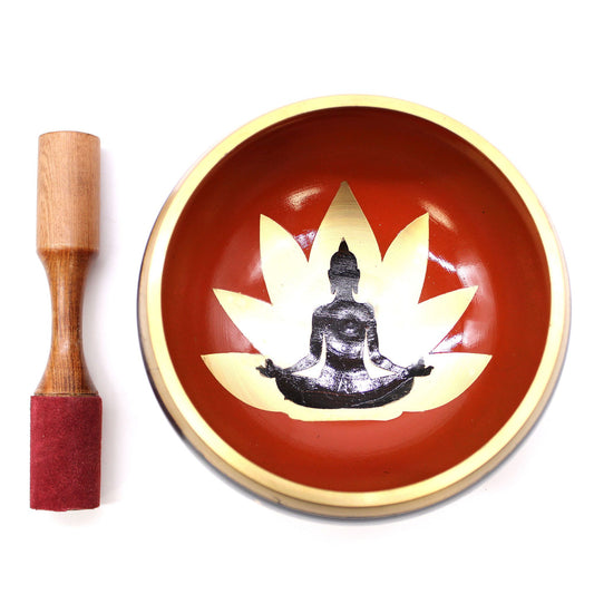 Nagy Buddha éneklő tál készlet - fekete/narancssárga, 14 cm