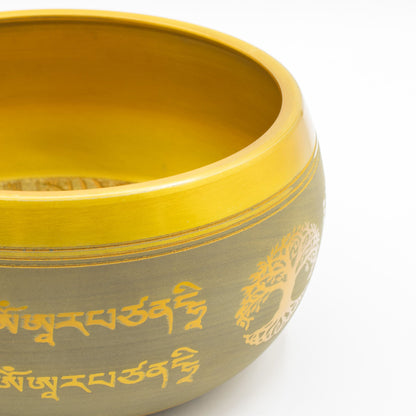Nagy alumínium hangtál – Buddha életfa – Réz színű (19 cm)