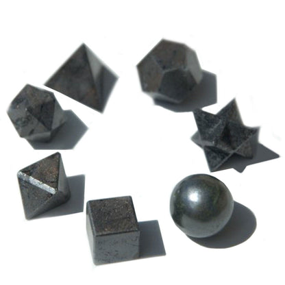 Geometriai hét részes fekete achát készlet