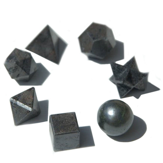 Geometriai hét részes fekete achát készlet