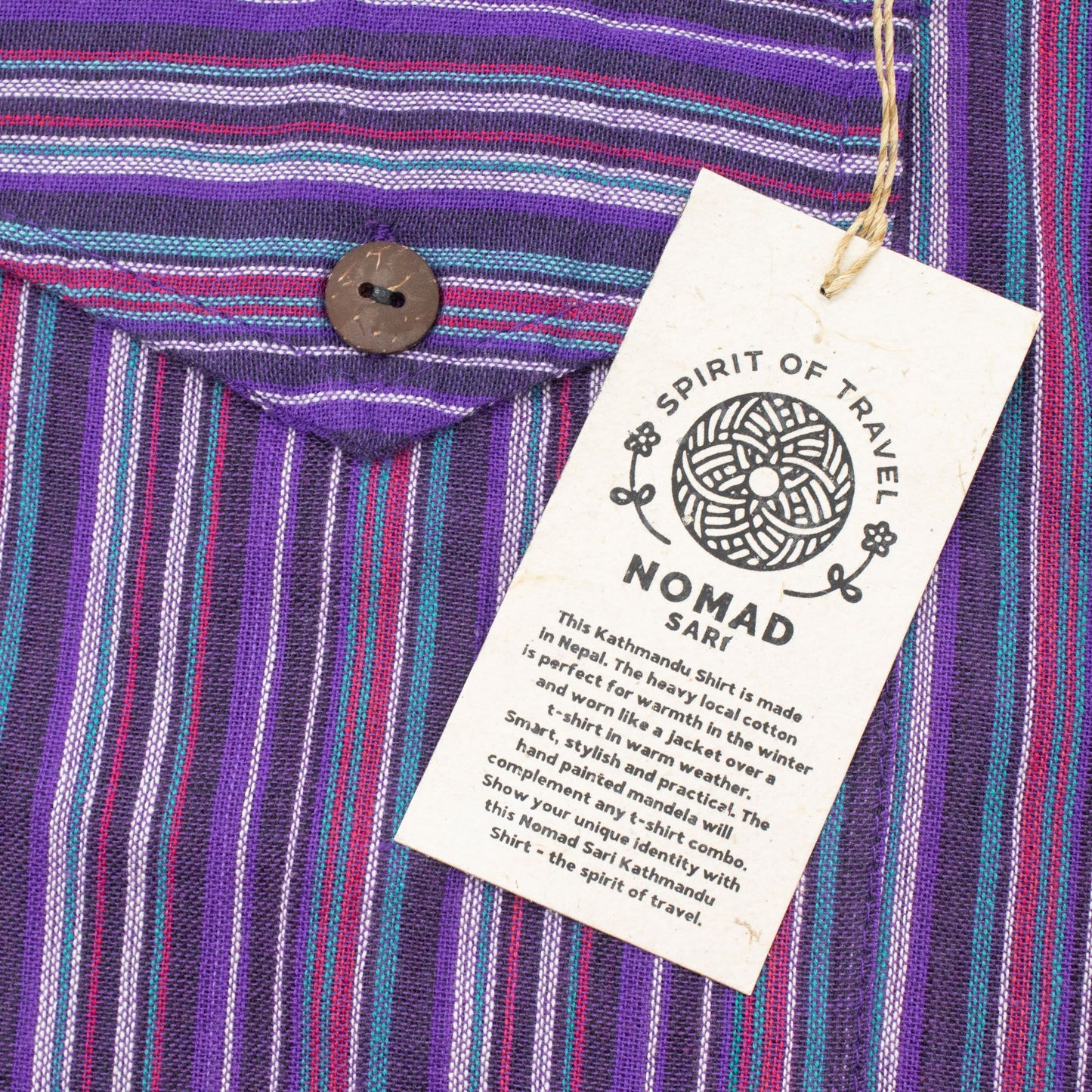 Nomad Sari Grandad Shirt - Black Purple