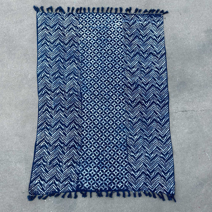 Kézzel készített indigó takaró - 170x120cm - Namoona Hullámok